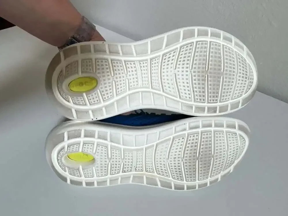 Crocs LiteRide Pacer Lace-Up Sneakers in Blue and Lime Green